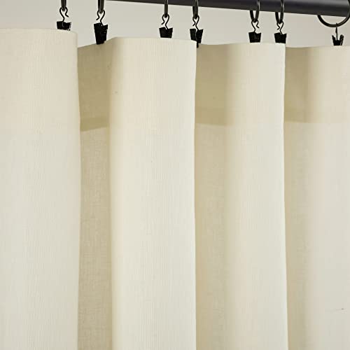 Lush Decor Belgischer Flachs-Vorhang, vorgewaschen, Leinen, reichhaltiges Baumwollmischgewebe, Einzelteil, 213,4 x 127 cm, elfenbeinfarben von Lush Decor