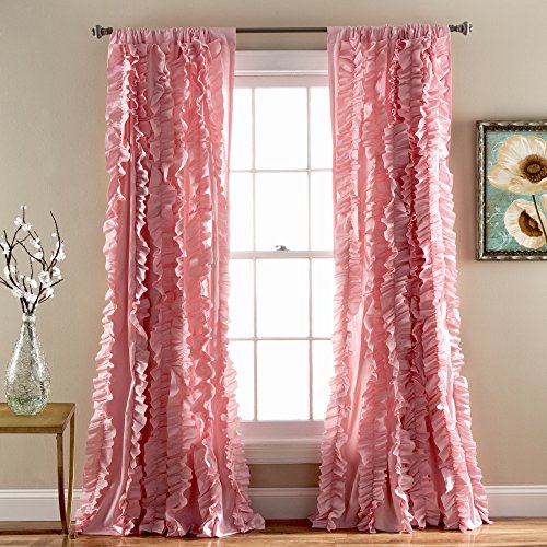 Lush Decor Belle Vintage Chic Fenstervorhang für Wohnzimmer, Esszimmer, Schlafzimmer (Einzelvorhang), 137 x 213 cm, Rosa von Lush Decor