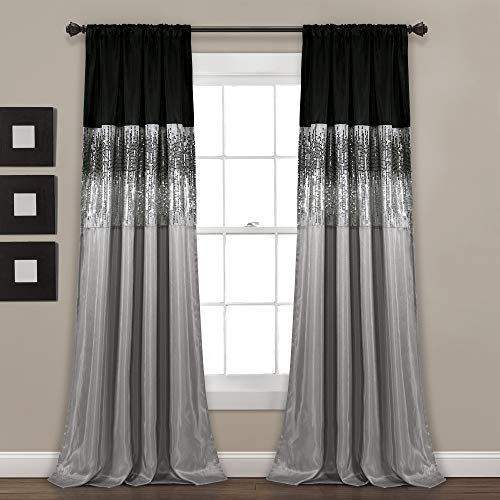 Lush Decor Fenstervorhang, Sternenhimmel, 1 Stück, Kunstseide Polyester, Silber/schwarz, 42" W x 84" L von Lush Decor