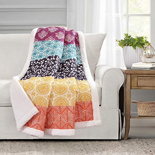 Lush Decor Bohemian-Streifen-Überwurf, 152,4 x 127 cm, Fuchsia/Orange von Lush Decor
