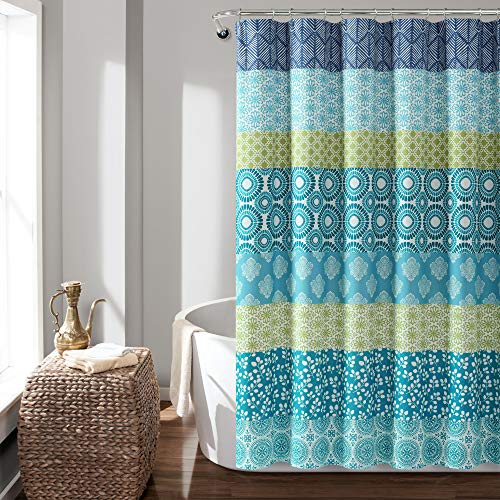 Lush Decor Duschvorhang im Bohemian-Stil, gestreift, 182,9 x 182,9 cm (B x L), Blau und Grün, gestreifter Duschvorhang, Boho-Dekor, Stoff-Duschvorhänge Lush Decor Duschvorhang im Bohemian-Stil, gestreift, 182,9 x 182,9 cm (B x L), Blau und Grün, gestreifter Duschvorhang, Boho-Dekor, Stoff-Duschvorhänge von Lush Decor