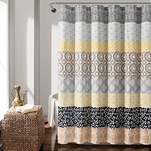 Lush Decor Bohemian Stripe Duschvorhang, 183 x 183 cm, Gelb/Grau von Lush Decor