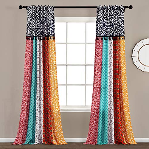 Lush Decor Boho-Fenstervorhang, 213 x 114 cm, Orange/Marineblau Lush Decor Boho-Fenstervorhang, 213 x 114 cm, Orange/Marineblau von Lush Decor