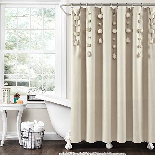 Lush Decor Boho-Duschvorhang mit Quasten, 183 x 183 cm, Dunkles Leinen Lush Decor Boho-Duschvorhang mit Quasten, 183 x 183 cm, Dunkles Leinen von Lush Decor