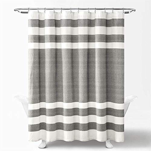 Lush Decor Cape Cod Stripe Garn gefärbte Baumwolle Duschvorhang 72 Inches x 72 Inches Marineblau und Grau von Lush Decor