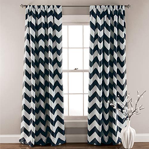 Lush Decor Chevron Verdunkeln Fenster Vorhang Querbehang Set, schwarz, Panel Set 84" x 52" von Lush Decor