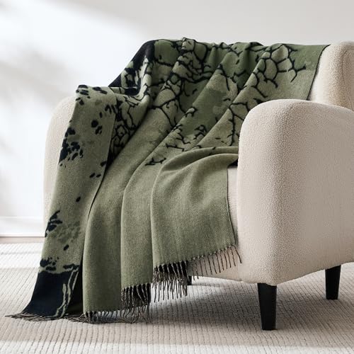 Lush Decor Chuks Collins Überwurfdecke mit Wurzeln, Einzelbett, 152,4 cm B x 177,8 cm L, Grün – gemütliche Wolldecke – grüner Überwurf – superweiche Decke für Bett, Couch oder Stuhl von Lush Decor