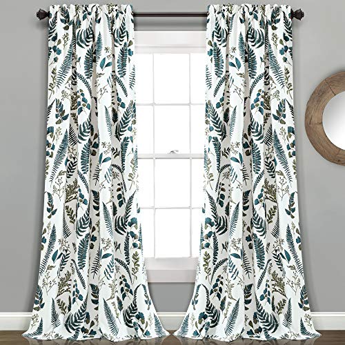 Lush Decor White-and-Green Devonia Room-Darkening Window Curtain Set, 84 in x 52 von Lush Decor