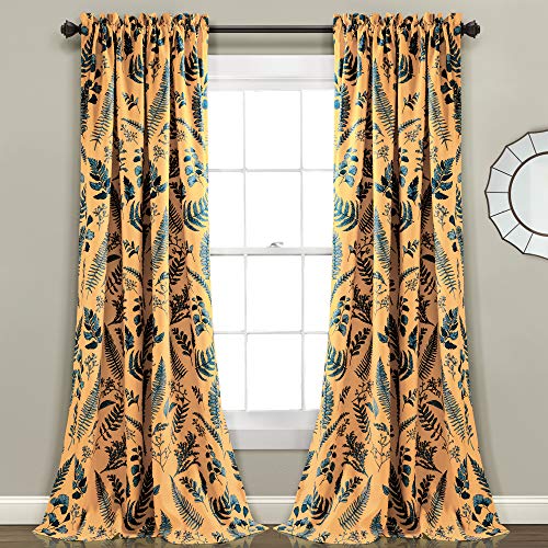 Lush Decor Devonia Allover lichtfilternder Fenstervorhang, 132,1 cm B x 241,3 cm L, Gelb und Blau Lush Decor Devonia Allover lichtfilternder Fenstervorhang, 132,1 cm B x 241,3 cm L, Gelb und Blau von Lush Decor