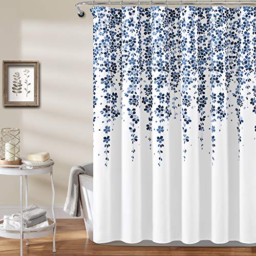 Lush Decor Duschvorhang mit Blumenranken-Motiv, 183 x 183 cm, Marineblau und Blau von Lush Decor