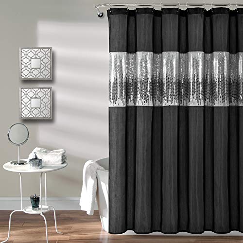 Lush Decor Duschvorhang mit Sternenhimmel, Polyester, Schwarz, 72" x 72" von Lush Decor