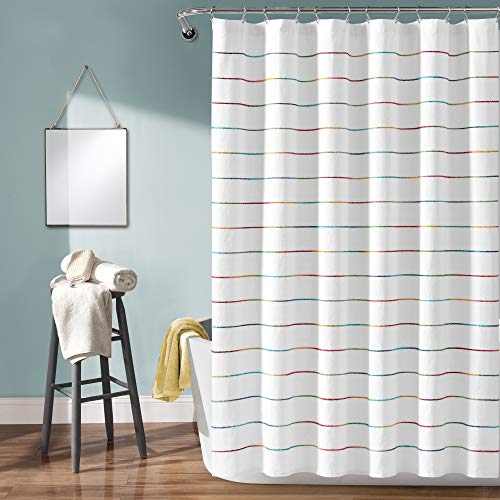 Lush Decor Duschvorhang, gestreift, garngefärbt, Baumwolle, 183 x 183 cm, Regenbogenfarben Lush Decor Duschvorhang, gestreift, garngefärbt, Baumwolle, 183 x 183 cm, Regenbogenfarben von Lush Decor