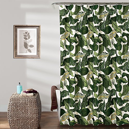 Lush Decor, Grün Tropical Paradise Duschvorhang – Stoff Blatt Regenwald Insel Druck Design, 183 x 183 cm, Polyester, x 72 Inches von Lush Decor