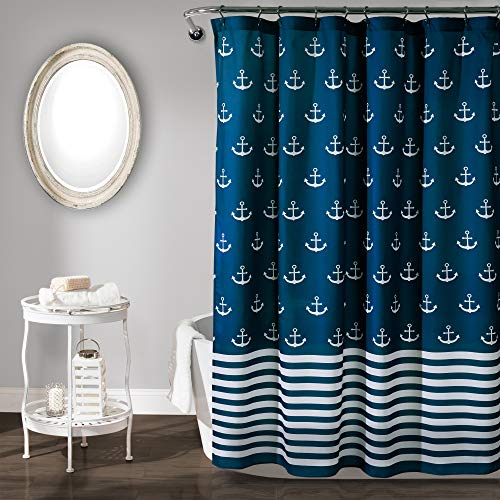 Lush Decor Duschvorhang Anker, 183 x 183 cm, Marineblau von Lush Decor