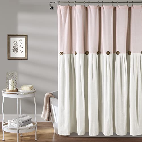 Lush Decor Linen Button Shower Curtain Duschvorhang mit Leinenknöpfen, Baumwollmischung, Blush & White, 72" W x 72" L (Pack of 1) Lush Decor Linen Button Shower Curtain Duschvorhang mit Leinenknöpfen, Baumwollmischung, Blush & White, 72" W x 72" L (Pack of 1) von Lush Decor