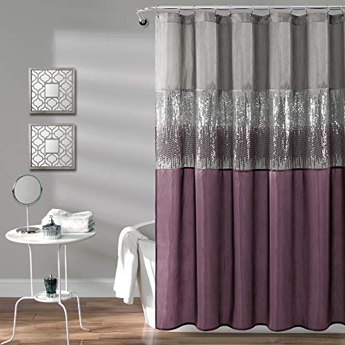 Lush Decor Duschvorhang mit Sternenhimmel, Polyester, Grau und Violett, 72" x 72" von Lush Decor