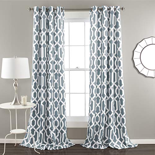 Lush Decor Edward Room Darkening Window Curtain Panel, 84 x 52-Inch (Set of 2), Blue von Lush Decor