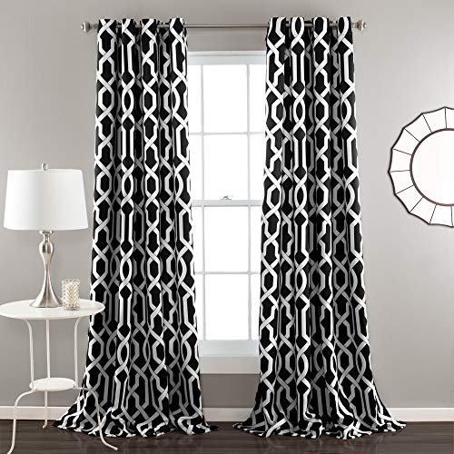 Lush Decor Curtains Room Darkening Window Panel Set for Living, Dining, Bedroom (Pair), Polyester, Black, 52W x 84L von Lush Decor