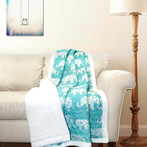 Lush Decor Elephant Parade Fuzzy Wendedecke Sherpa 152,4 x 127 cm, Aqua von Lush Decor