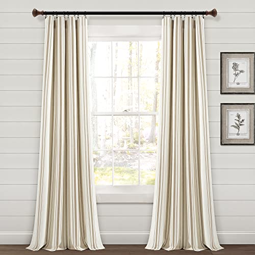 Lush Decor Farmhouse Fenstervorhang, gestreift, garngefärbte Baumwolle, neutral, 107 x 213 cm von Lush Decor