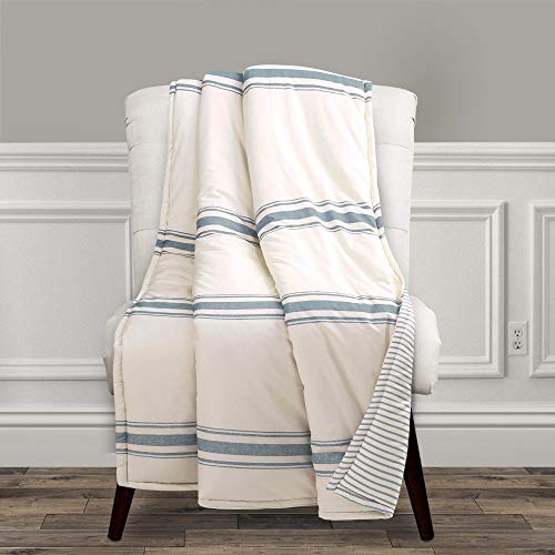 Lush Decor Farmhouse Streifen-Überwurf, wendbar, Nadelstreifen-Design, 127 x 152,4 cm, Dunkelgrau von Lush Decor
