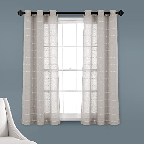 Lush Decor Farmhouse Strukturierte Ösen Sheer Fenstervorhang Paneel 160 cm L x 96,5 cm B Grau von Lush Decor