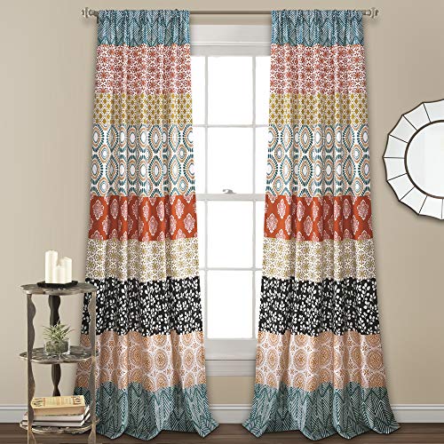 Lush Decor Bohemian Stripe, Polyester, Türkis und Orange, 52" W x 108" L von Lush Decor