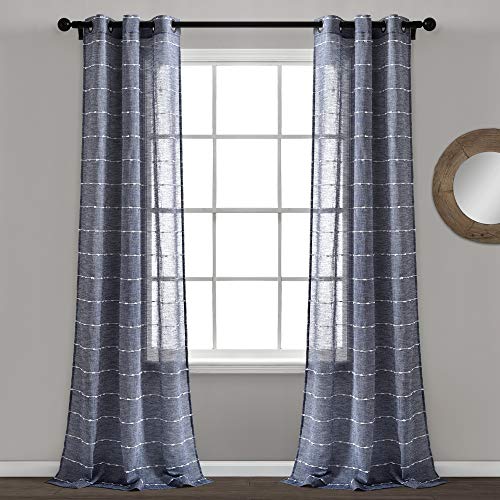 Lush Decor Fenstervorhang-Set mit strukturierten Ösen, 213,4 x 96,5 cm, Marineblau von Lush Decor