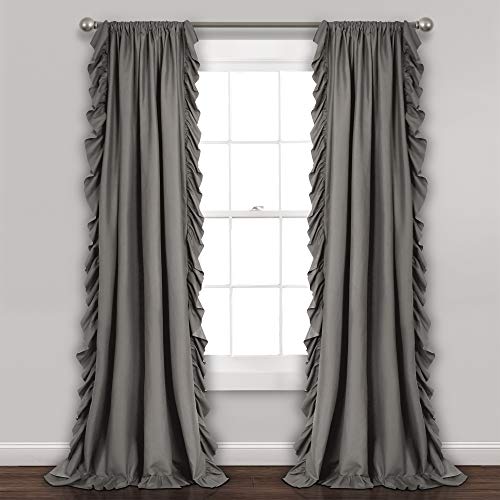 Lush Decor Reyna Rüschen-Fenstervorhang-Set, 137,2 cm B x 213,4 cm L, Grau, fließendes Vorhang-Set, romantische Rüschenvorhänge für Schlafzimmer, Wohnzimmer oder Esszimmer, Bauernhaus und Lush Decor Reyna Rüschen-Fenstervorhang-Set, 137,2 cm B x 213,4 cm L, Grau, fließendes Vorhang-Set, romantische Rüschenvorhänge für Schlafzimmer, Wohnzimmer oder Esszimmer, Bauernhaus und von Lush Decor
