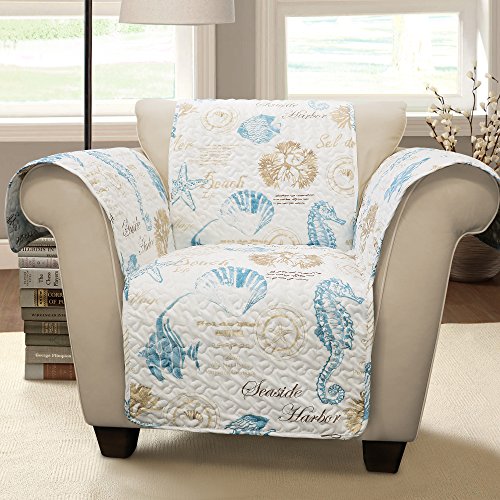 Lush Decor Harbor Life Arm Chair Furniture Protector, Blue/Taupe von Lush Decor