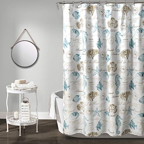 Lush Decor Duschvorhang, 183 x 183 cm, Blau/Taupe von Lush Decor