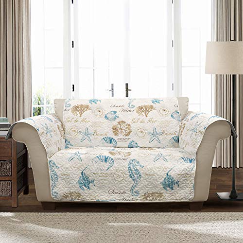 Lush Decor Harbor Life Love Seat Blue&Taupe Furniture Protector Loveseat, Blue/Taupe von Lush Decor