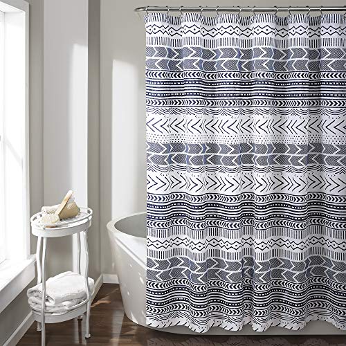 Lush Decor Hygge Geo Duschvorhang, 183 x 183 cm, Marineblau und Weiß von Lush Decor