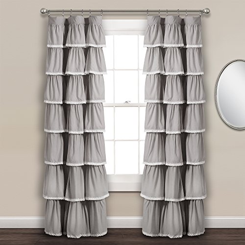 Lush Decor Lace Ruffle Window Curtain Panel, 84" x 52", Gray von Lush Decor