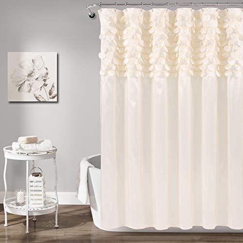 Lush Decor Lillian Duschvorhang | strukturiertes schimmerndes Kreis-Design, Badezimmer, 183 x 183 cm, Beige von Lush Decor