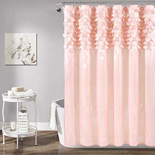 Lush Decor, Blush Lillian Duschvorhang, strukturiert, schimmerndes Kreis-Design, Badezimmer, 183 x 183 cm von Lush Decor