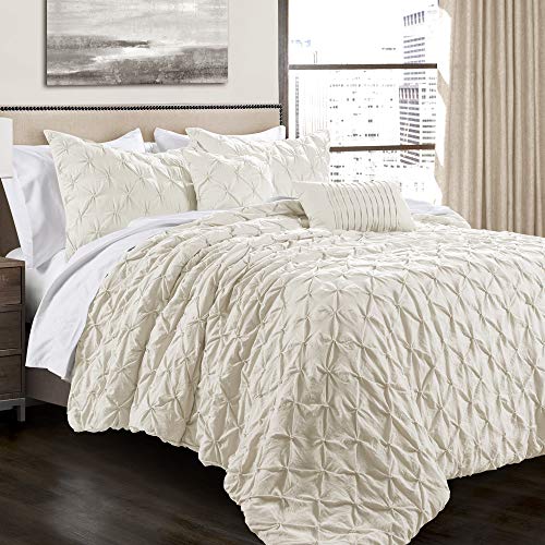 Lush Decor Lush Décor Ravello Pintuck 5 Stück Tröster Set, Full/Queen, elfenbeinfarben, elfenbeinfarben, King Size von Lush Decor