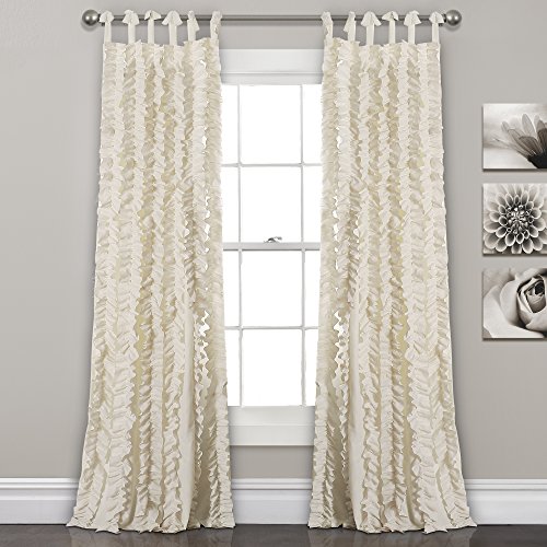 Lush Decor, Ivory Sophia Ruffle Curtain | Textured Window Panel Set for Living, Dining Room, Bedroom (Pair), 40" W x 84" L von Lush Decor