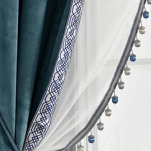 Lush Decor Luxuriöser Vintage-Vorhang aus Samt und durchscheinend, mit Bordüre, 213,4 cm L x 106,7 cm B, Blau Lush Decor Luxuriöser Vintage-Vorhang aus Samt und durchscheinend, mit Bordüre, 213,4 cm L x 106,7 cm B, Blau von Lush Decor
