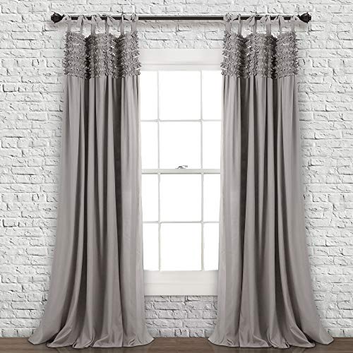 Lush Decor, Grey Lydia Vorhänge mit Rüschen für Fenster, Set für Wohnzimmer, Esszimmer, Schlafzimmer, 241,3 cm x 40 l von Lush Decor