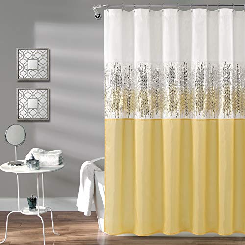 Lush Decor Duschvorhang mit Sternenhimmel, Polyester, Weiß/Gelb, 72" x 72" von Lush Decor