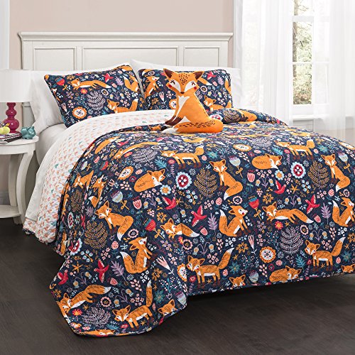 Lush Decor Pixie Fox Steppdecke, wendbar, 3-teilig, für Doppelbett, Marineblau von Lush Decor