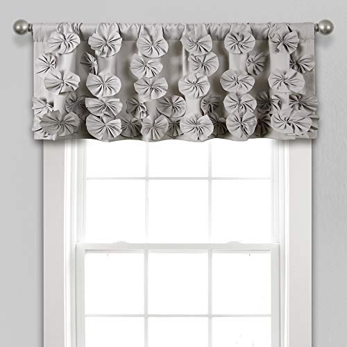 Lush Decor Riley Vorhang, durchscheinend, gerüscht, strukturiert, Schleifenfenster, für Wohnzimmer, Esszimmer, Schlafzimmer (Einzelbett), 45,7 cm L Volant, Hellgrau von Lush Decor