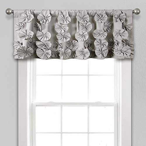 Lush Decor Riley Volant, halbdurchsichtig, gerüscht, strukturierte Schleife, Fensterpaneel für Wohnzimmer, Esszimmer, Schlafzimmer (Einzelbett), 137 cm B x 45,7 cm L, Hellgrau von Lush Decor