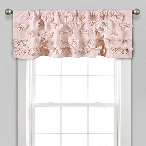 Lush Decor Riley Fenstervolant – charmante handgefertigte Schleifendetails – Elegante Lichtfilterung, Einzelbahn, 137,2 x 45,7 cm (B x L), Blush von Lush Decor