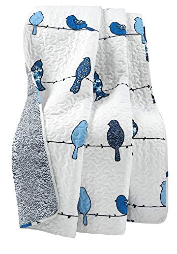 Lush Decor Rowley Birds 16T004831 Überwurfdecke, 152,4 x 127 cm, Marineblau von Lush Decor