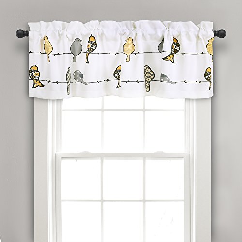 Lush Decor Rowley Birds Curtain Valance (Single Panel), 18" L, Yellow & Gray von Lush Decor