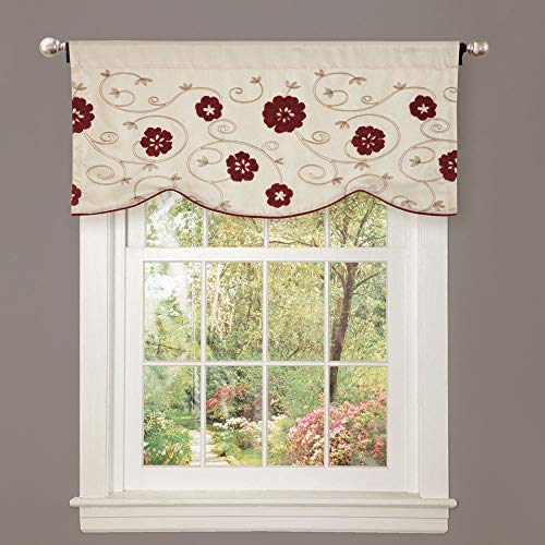 Lush Decor Royal Embrace Valance Floral Window Kitchen Curtain (Single), 18” x 42”, Blue, Red von Lush Decor