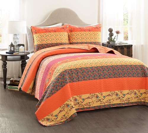 Lush Decor Royal Empire 3-Piece Quilt Set, Full/Queen, Tangerine von Lush Decor