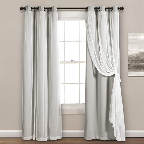 Lush Decor Sheer Grommet Panel with Insulated Blackout Lining, Room Darkening Window Curtain Set (Pair), 108" x 38", Light Gray, 108" L von Lush Decor